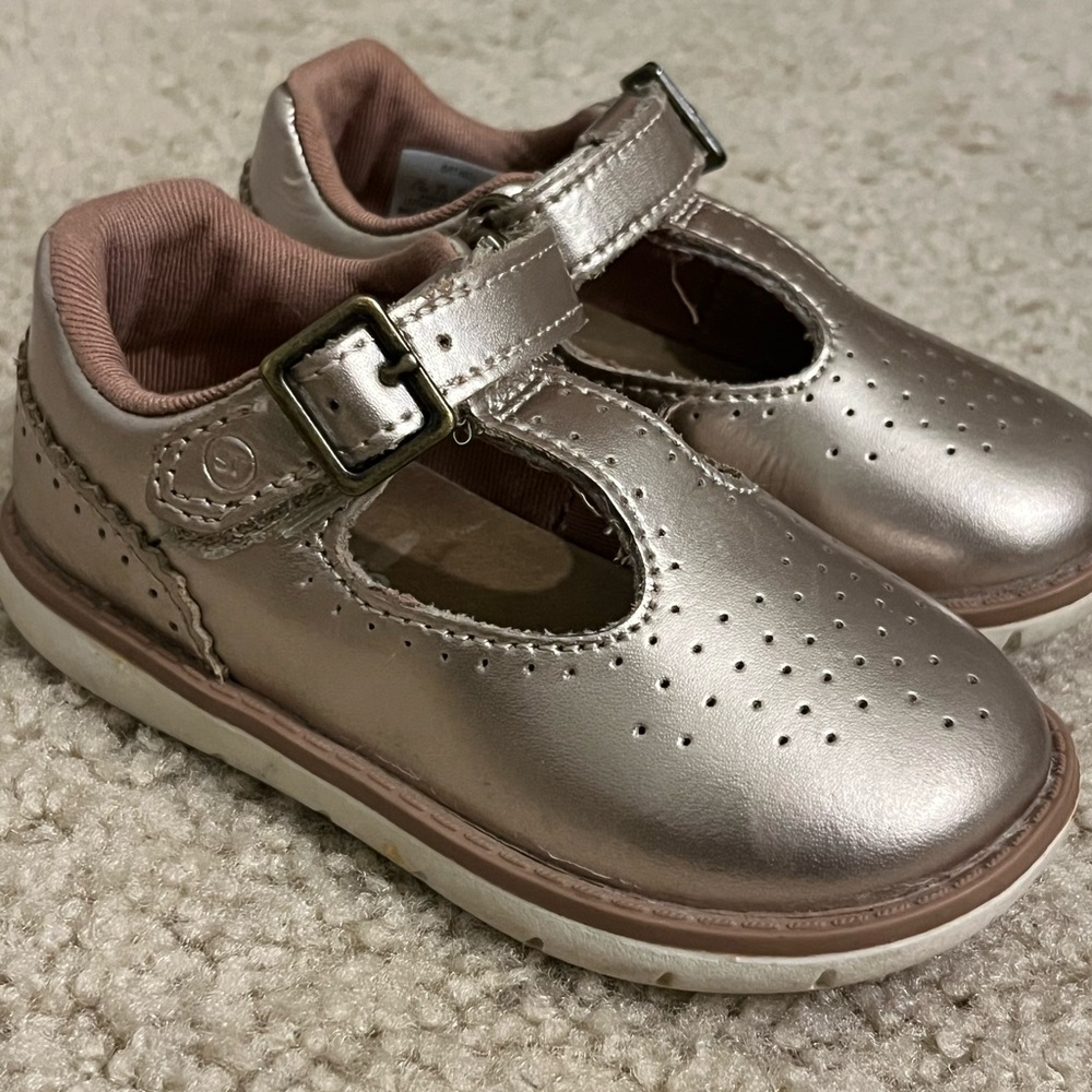 Stride Rite Kids Rose Gold Metallic Mary Jane Shoes